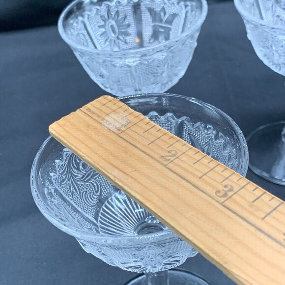 Vintage Duncan and Miller Cordials Clear Sandwich Glass Port Sherry Wine Stems - Picture 6 of 9